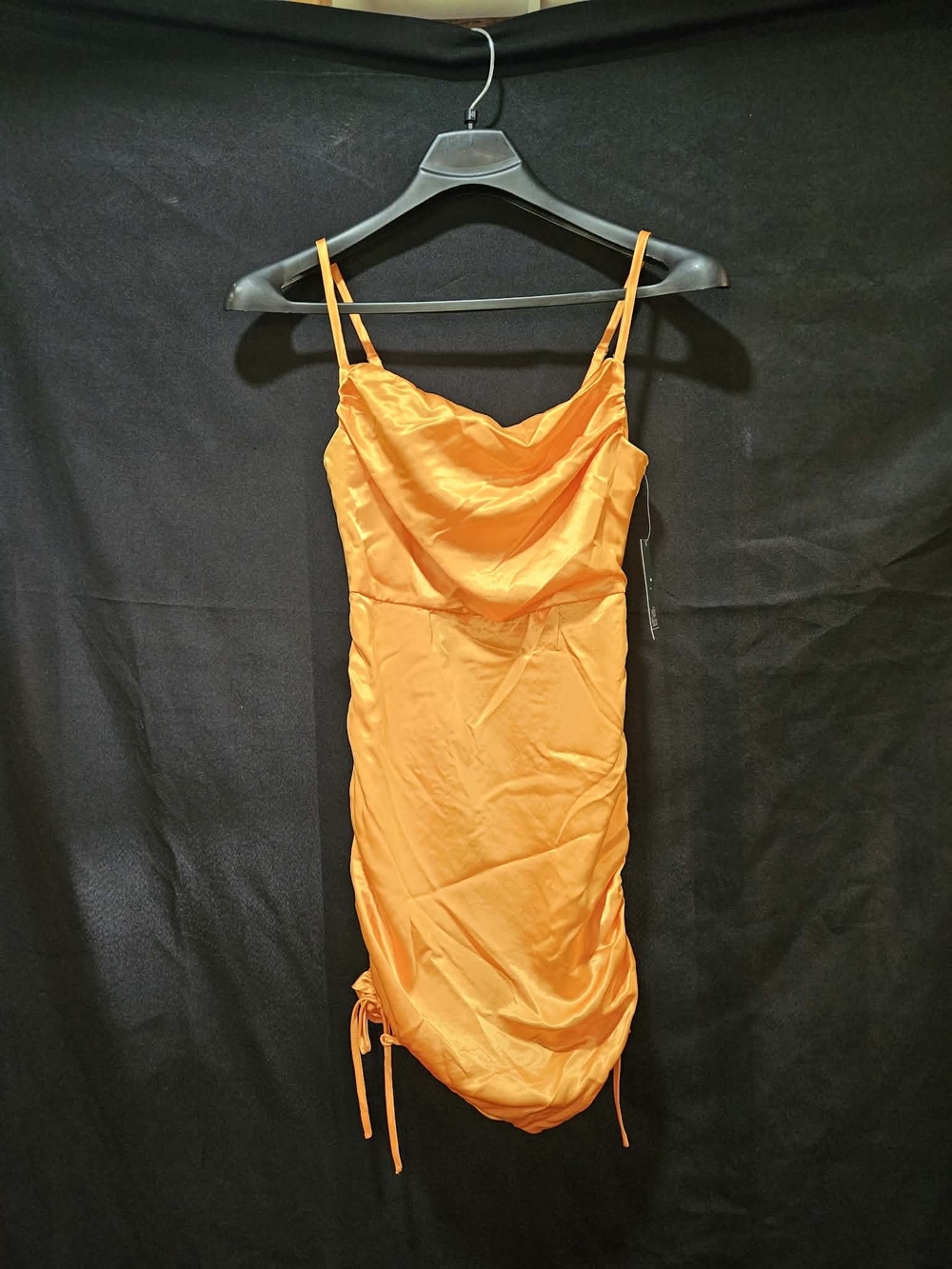 NWT Orange Satin Cowl Slip Dress XS